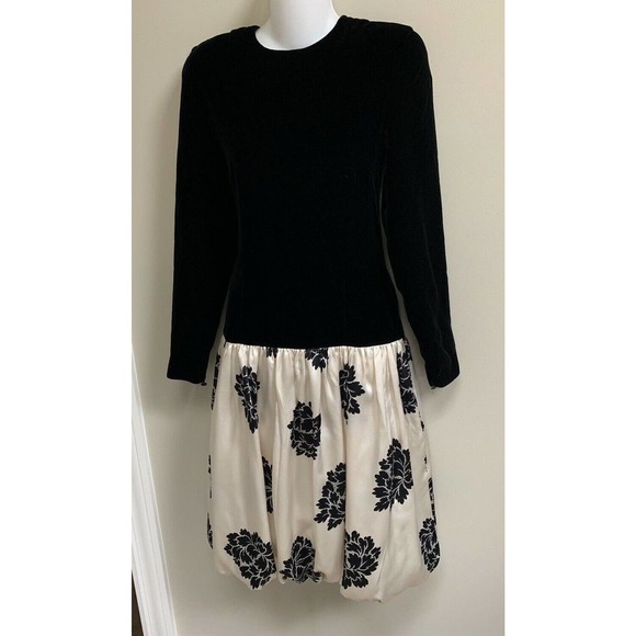 VTG 80s~MAGGY LONDON BY JEANNENE BOOHER VELVET&‎ SILK DRESS~4 - Picture 2 of 5